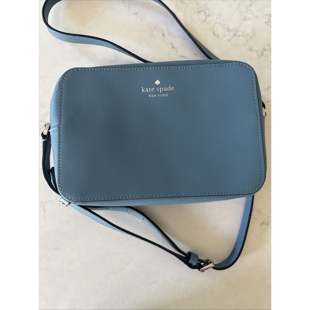 Kate Spade Sienna Smoky Blue Refined Leather Crossbody Camera Bag KC469 EUC